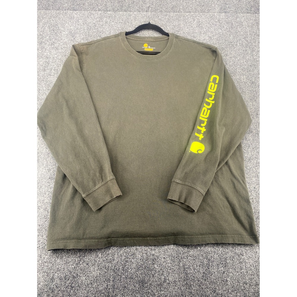Carhartt Long Sleeve T-Shirt Original Fit Mens XL Green Graphic Sleeve Logo Tee